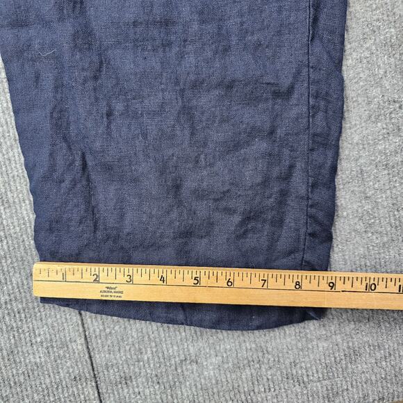 Quince Linen Pants Womens Large Navy Cropped Pull On Coastal Minimal European - Picture 3 of 8